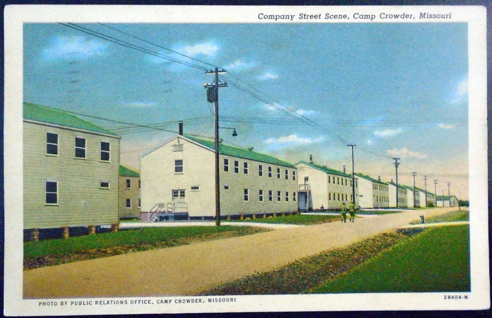 1940s Company Street Barracks Scene, Camp Crowder, Missouri, by PR Office
