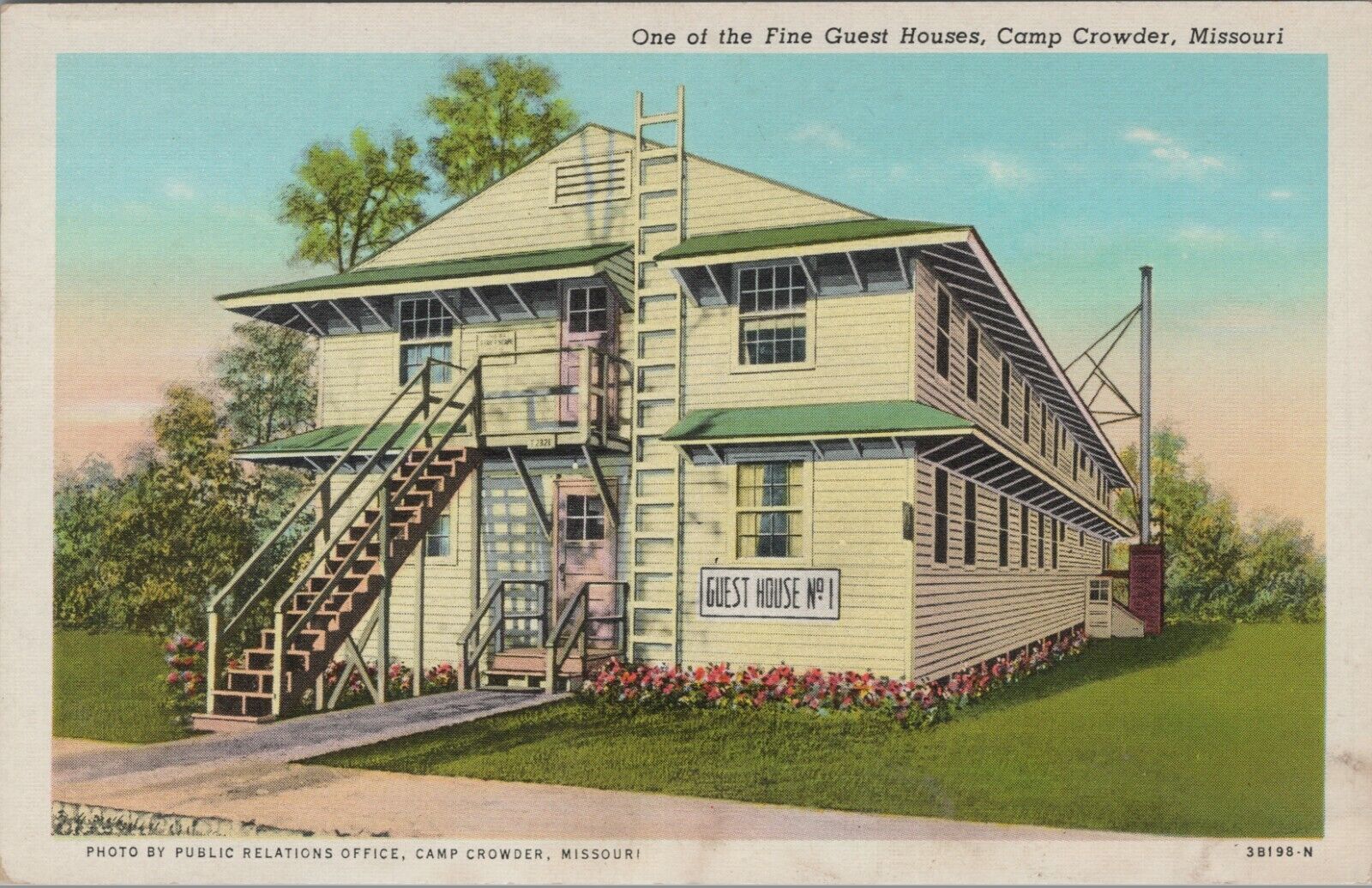 WWII Camp Crowder Missouri US Army 1940s Guest House soldiers D524